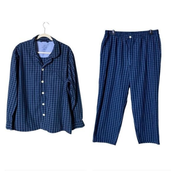 Lands End Mens Plaid Pajamas Size XL‎ Button Up Cabincore Grandpa Dad Lou… - Picture 1 of 12